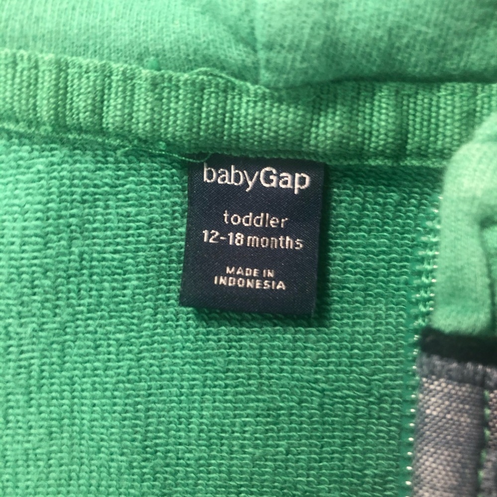 Baby Gap Green Hoodie with Blue Letters - Picture 5 of 6